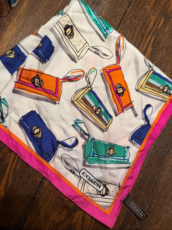 Coach Accessories - COACH Multicolor Silk Scarf – Pink Border